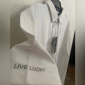 Mens Supreme White Black Clover Polo Shirt (L)